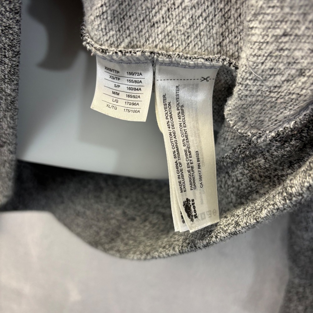 Roots 1/4 Zip Sweatshirt Womens Medium Gray Heathered Beaver Maple Leaf Casual - Picture 5 of 12